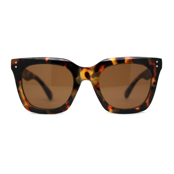 Womens Studious Hipster Thick Horn Rim Sunglasses Tortoise Brown