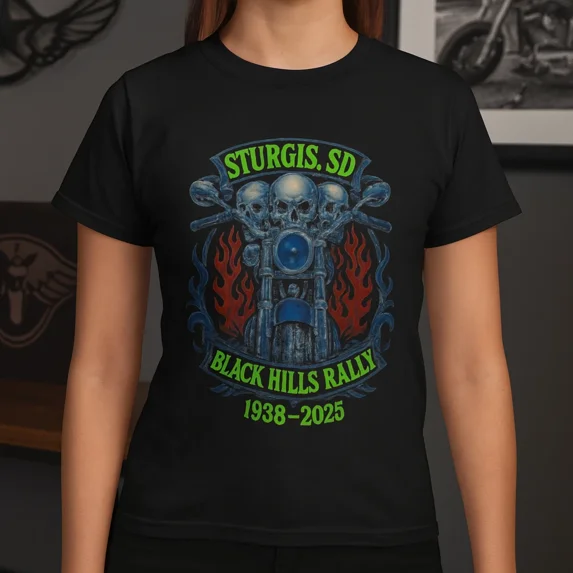 Womens Sturgis SD Black Hills Rally 2025 T-Shirt Harley Motorcycle Event