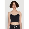 thumbnail image 1 of Womens Stylish Contrast Trim Cropped Cami with Varsity Stripes, 1 of 5