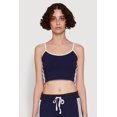 thumbnail image 1 of Womens Stylish Contrast Trim Cropped Cami with Varsity Stripes, 1 of 5