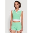 thumbnail image 1 of Womens Stylish Contrast Trim Cropped Polo Top, 1 of 5