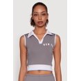 thumbnail image 1 of Womens Stylish Contrast Trim Cropped Polo Top, 1 of 5