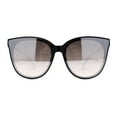 thumbnail image 1 of Womens Stylish Inset Lens Horn Rim Oversize Plastic Sunglasses Black White Silver Mirror, 1 of 4