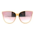 thumbnail image 1 of Womens Stylish Inset Lens Horn Rim Oversize Plastic Sunglasses Peach Mirror, 1 of 4