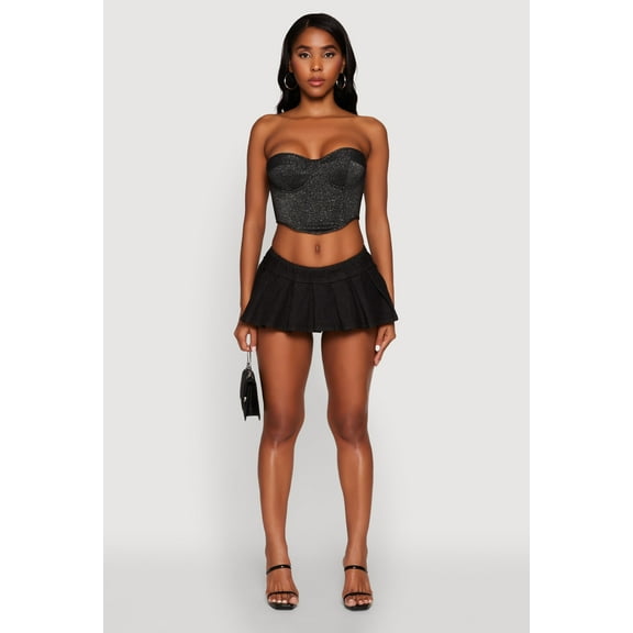 Womens Stylish Lurex Strapless Bustier Top