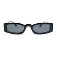 thumbnail image 1 of Womens Stylish Modish Narrow Rectangle Plastic Sunglasses All Black, 1 of 4