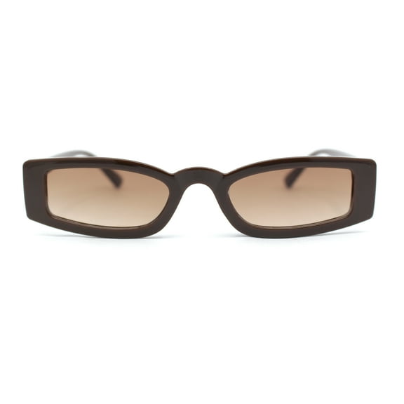 Womens Stylish Modish Narrow Rectangle Plastic Sunglasses All Brown
