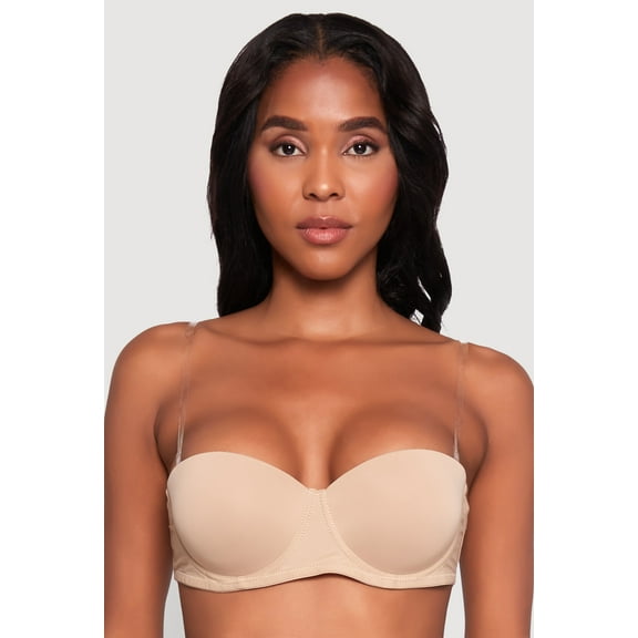 Womens Stylish Padded Push Up Balconette Bra with Clear Back Straps