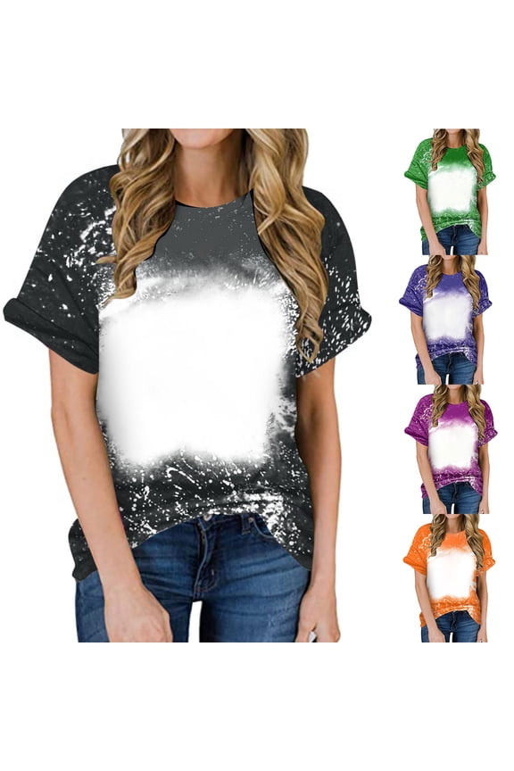 Womens Sublimation T Shirts Multiple Sizes Bleached Tees Tops Short Sleeve Vintage Tshirts Funny Cute Clothes