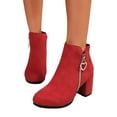 thumbnail image 1 of Womens Suede Ankle Boots Trendy Zipper Block Heel Fall Booties Casual Business Dressy Work Boots, 1 of 6