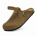 thumbnail image 1 of Womens Suede Clogs Leather Mules Cork Footbed Sandals with Arch Support Slip-on Slippers Indoor Outdoor Fashion Sandals Classic Adjustable Buckle, 1 of 7