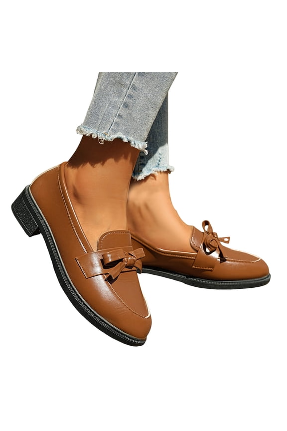 Womens Suede Leather Loafers Comfortable Slip On Dressy Business Shoes Block Low Heel Walking Shoes