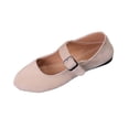 thumbnail image 1 of Womens Suede Mary Jane Ballet Flats White Comfortable Flats with Buckle Strap for Work & Everyday Wear,Size 6.5, 1 of 9