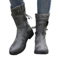 thumbnail image 1 of Womens Suede Mid Calf Boots Vintage Suede Knitted Elastic Low Heel Round Toe Zip up Motorcycle Booties, 1 of 8
