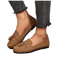 thumbnail image 1 of Womens Suede Penny Loafers Fashion Fringe Round Toe Stitching Flat Walking Shoes Lightweight Moccasins Driving Shoes Brown Size 6, 1 of 7