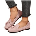 thumbnail image 1 of Womens Suede Penny Loafers Fashion Fringe Round Toe Stitching Flat Walking Shoes Lightweight Moccasins Driving Shoes Pink Size 6, 1 of 8