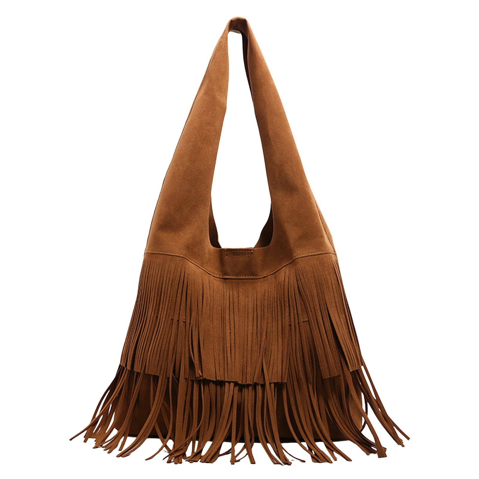 Womens Suede Shoulder Bags Vintage Fringe Handbag Lightweight Tassel Western Purse Large Capacity Tote Bag