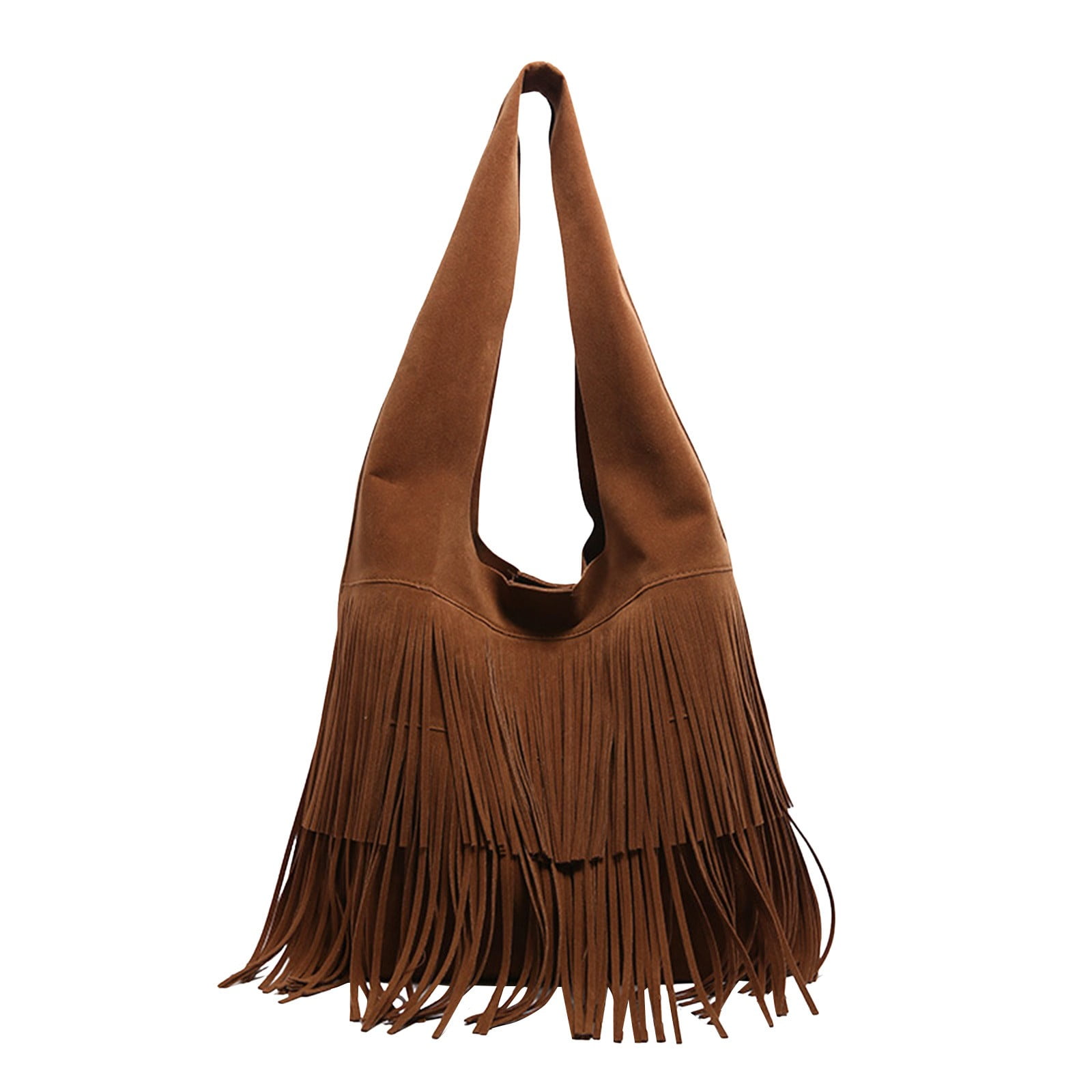 Womens Suede Shoulder Bags Vintage Fringe Handbag Lightweight Tassel Western Purse Large Capacity Tote Bag