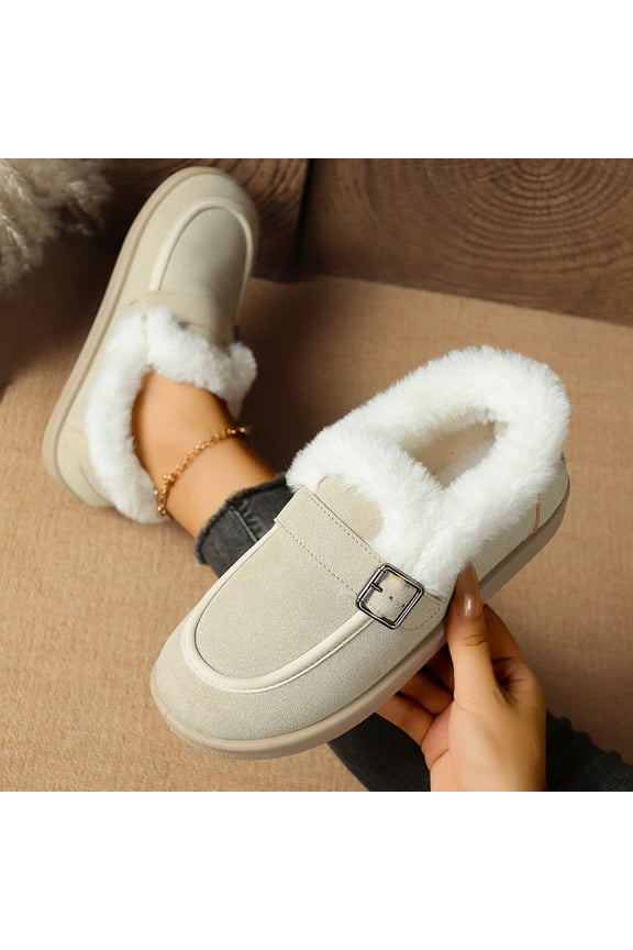 Womens Suede Slip On Snow Boots Solid Color Matte Finish Warm Pull On Cold Resistant Trendy Fall Winter Cotton Boots For Everyday Snow Boots For Women
