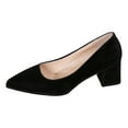 thumbnail image 1 of Womens Suede Solid Office Square Toe Slip On Casual Chunky Low Heel Pumps Shoes 2 Inch, 1 of 8