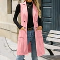 thumbnail image 1 of Womens Suede Vest Sleeveless Lapel Collar Long Blazer Cardigan Business Casual Office Work Dressy Suit Jacket with Pockets, 1 of 9