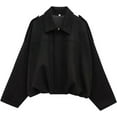 thumbnail image 1 of Womens Suede Zipperd Bomber Jacket Lapel Long Sleeve Motorcycle Cropped Coat Y2k Going Out Jackets Outerwear, 1 of 15