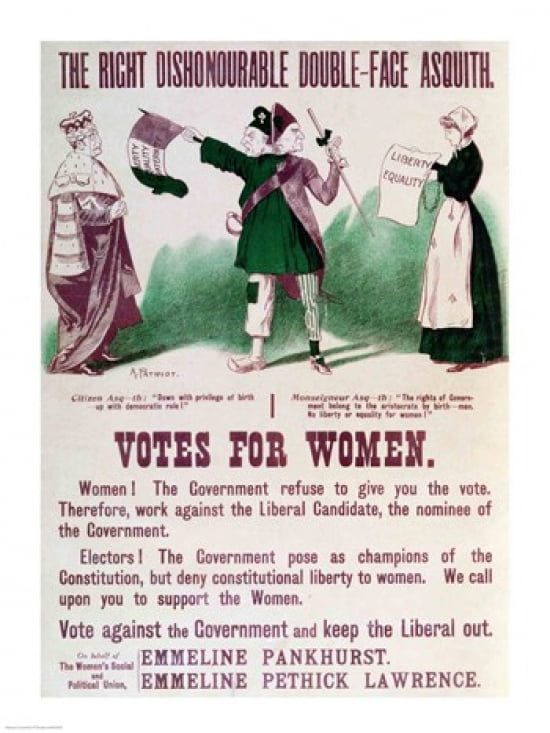 Womens Suffrage Poster The Right Dishonourable Double-Face Asquith Canvas Art - (18 x 24)