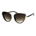 thumbnail image 1 of Womens Sugar Glitter Side Visor Trim Chic Cat Eye Sunglasses Gold Brown, 1 of 4