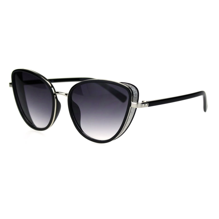 Womens Sugar Glitter Side Visor Trim Chic Cat Eye Sunglasses  display picture 1