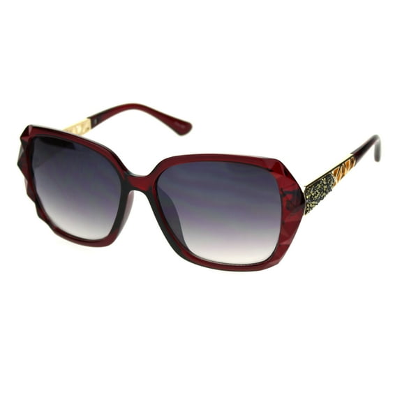 Womens Sugar Rock Candy Metal Glitter Butterfly Sunglasses Red Gold Smoke
