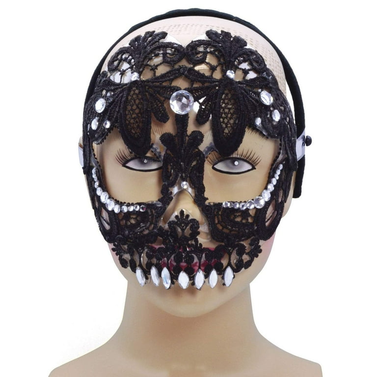 Womens Sugar Skull Black Headband Eye Masks Female Halloween Costume Womens Sugar Skull Black Headband Eye Masks Female Halloween Costume