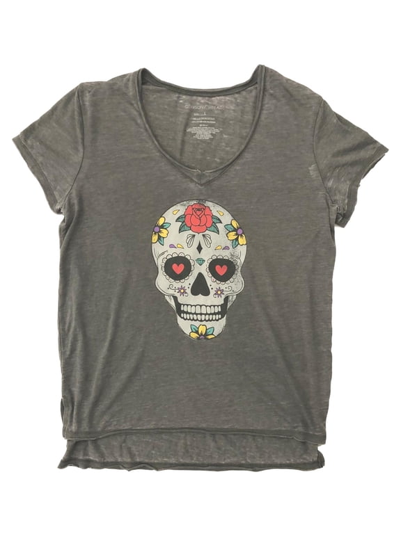 Womens Sugar Skull Day Of The Dead Halloween Dia De Muertos Holiday T-Shirt
