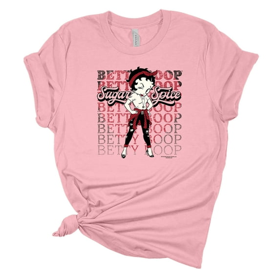 Womens Sugar Spice Betty Boop Short Sleeve T-shirt Graphic Tee Graphic Tee-Pink-small