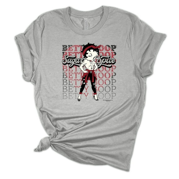 Womens Sugar Spice Betty Boop Short Sleeve T-shirt Graphic Tee Graphic Tee-Sports Grey-medium