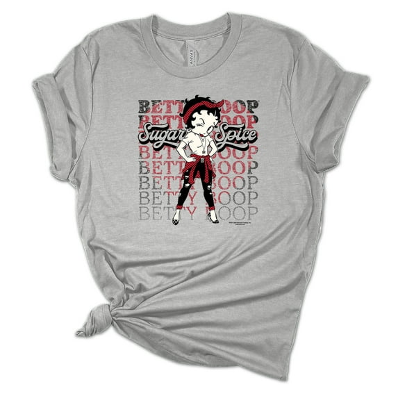 Womens Sugar Spice Betty Boop Short Sleeve T-shirt Graphic Tee Graphic Tee-Sports Grey-xxl