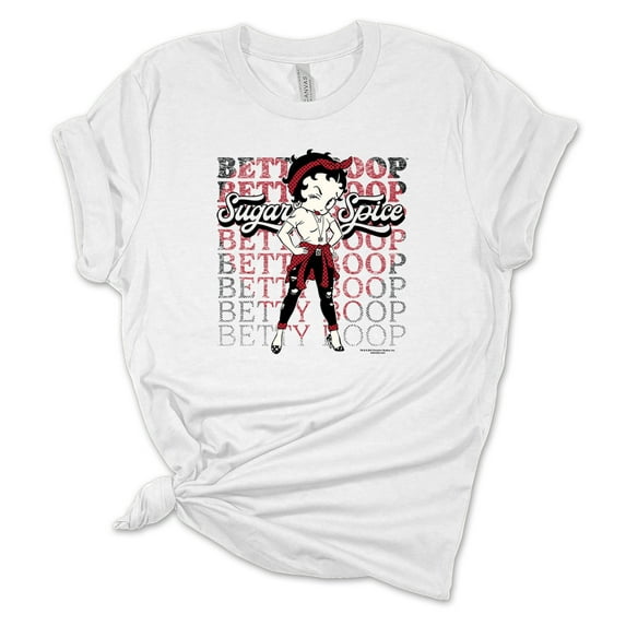 Womens Sugar Spice Betty Boop Short Sleeve T-shirt Graphic Tee Graphic Tee-White-xl