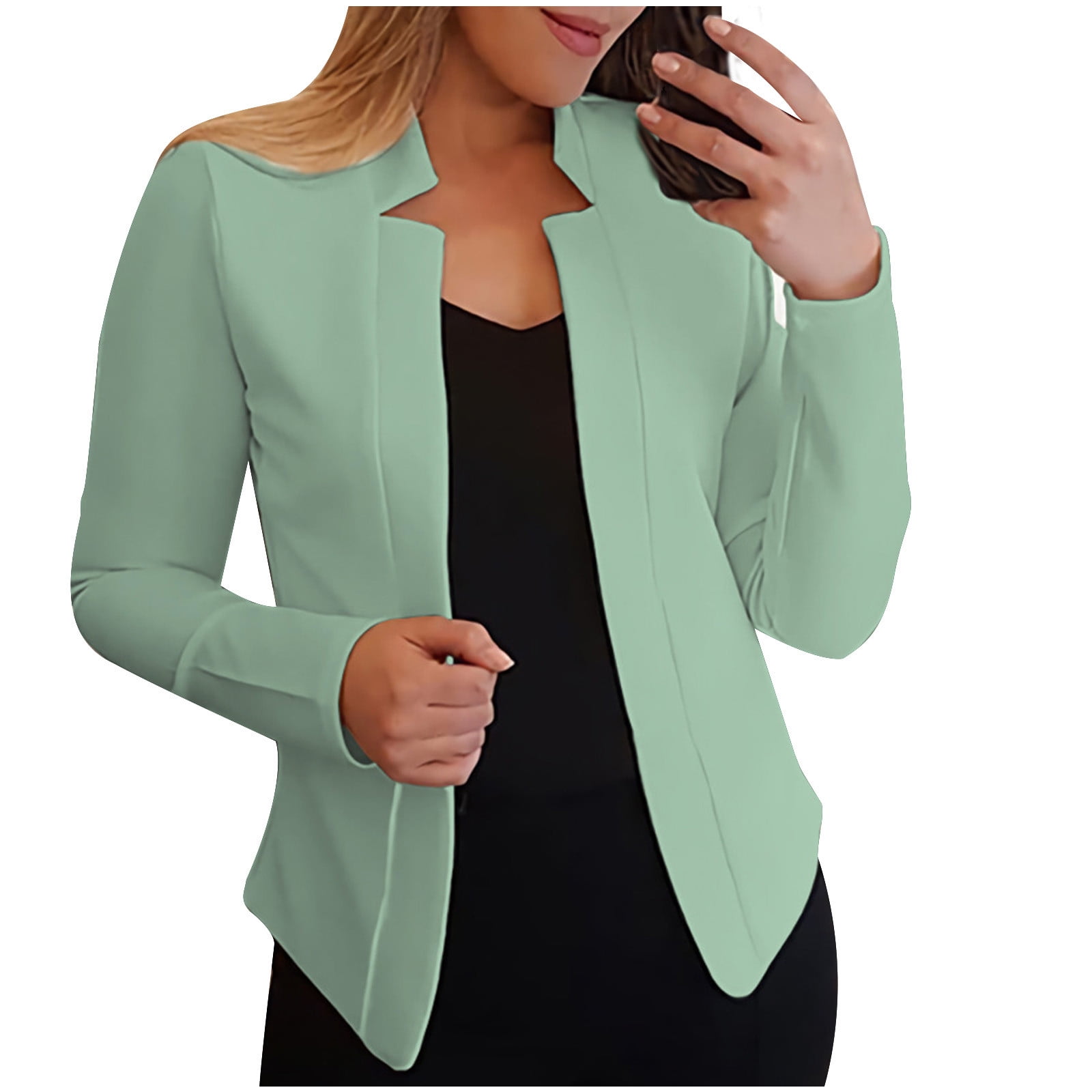Womens Suit Blazer Cardigan Slim Fit Long Sleeve Open Front