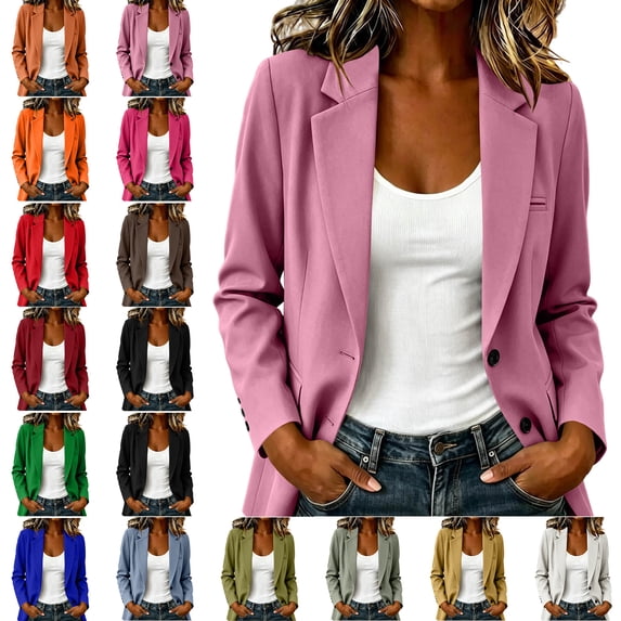 Womens Suit Jacket Two Buttons Notched Lapel Business Office Blazer Workwear Suit Jackets