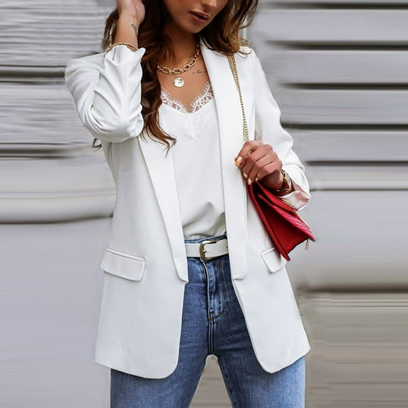 Womens Suit Jackets And Blazers Long Sleeve Fayshow0 Fashion Women Turn Down Collar Long Sleeve Casual Coat Cardigan Blouse White