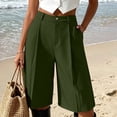 thumbnail image 1 of Womens Suit Shorts High Rise Straight Wide Leg Business Casual Bermuda Short for Women with Pockets, 1 of 7