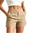 thumbnail image 1 of Womens Suit Shorts with Pockets Mid Rise Elastic Waisted Straight Leg Business Work Short for Women, 1 of 7
