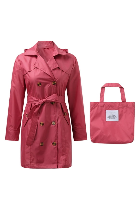Womens Suitable Long Raincoats Rain Jacket Packable Outdoor Hooded Windbreaker Lightweight Adjustable Waist For Outdoors Jacket for Women with Hoodie Long Rain Coats for Women Women Lightweight Jacket