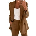 thumbnail image 1 of Womens Suits 2 Piece Set Business Women Two Piece Lapels Suit Set Business Long Sleeve Button Formal Jumpsuit Women plus Size Wedding Guest Dresses for Bride Pants And Top for Party Winter O Brown XXL, 1 of 4