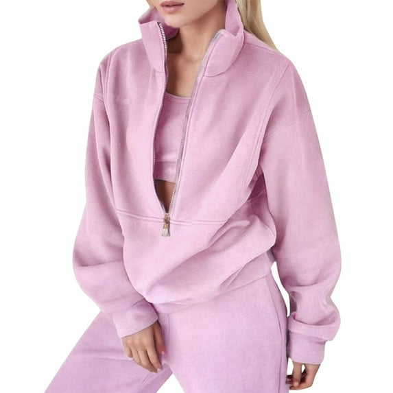 Womens Suits 2 Piece Set Business Women Two Piece Outfits Long Sleeve Top And Long Pants Sets Womens Christmas Suit Pants Suits for Women Formal Women's for Work Young Work Outfits Snow Suit pl Pink S