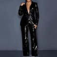 thumbnail image 1 of Womens Suits Set Sequin 2 Piece Pants Set Notch Lapel Slim Fit Formal Suits Womens Tuxedo Suit Sequin Sets Womens Pant Suit plus Size Body on Buckle High Neck Jumpsuit Women Dress Jackets Womens, 1 of 8
