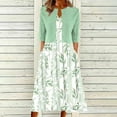 thumbnail image 1 of Womens Summer 2 Piece Outfits Set Floral Print Long Sleeve Cardigan Cover up Long Dress, 1 of 8
