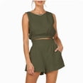 thumbnail image 1 of Womens Summer 2 Piece Outfits Short Sets Matching Sleeveless Tank Top High Waisted Shorts with Pockets, 1 of 5