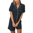 thumbnail image 1 of Womens Summer 2PCS Pajamas Set Short Sleeve Sleepwear Button Down Nightwear Soft Pj Lounge Sets, 1 of 6