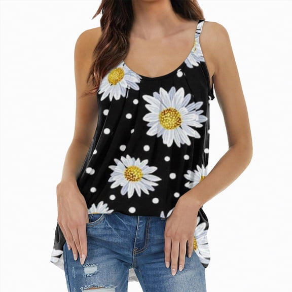 Womens Summer Adjustable Spaghetti Strap Scoop Neck Tank Tops - Loose Fit Camisole Sleeveless Cami Top Summer Tank Tops For Women