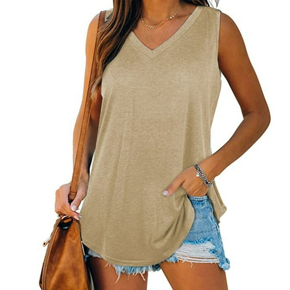 Womens Summer Basic Tank Tops Casual V-Neck Loose Sleeveless Flowy Tank Going Out Fashion Clothes 2024 S-XXL